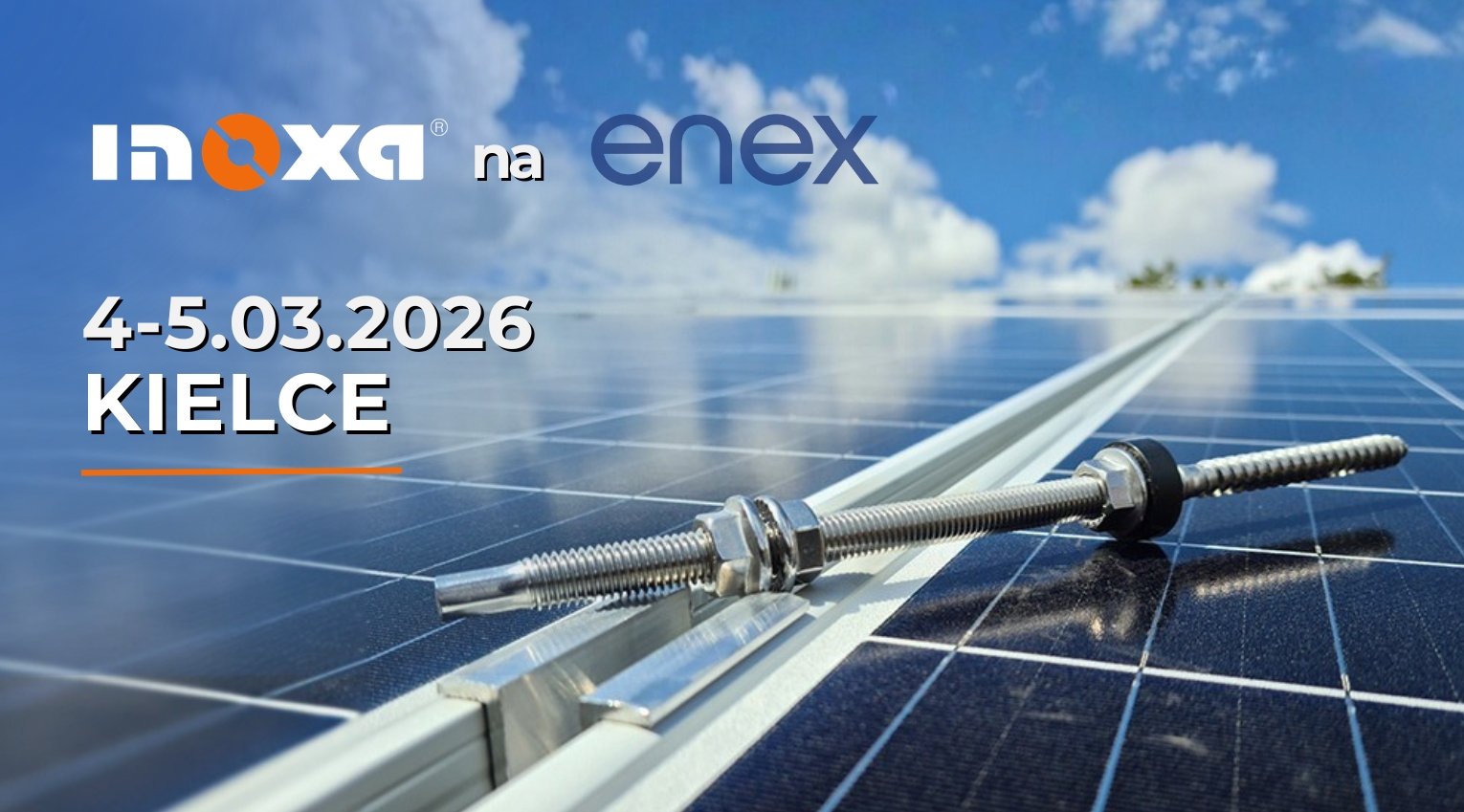 Nierdzewna śruba dwugwintowa do konstrukcji fotowoltaicznych na tle paneli PV